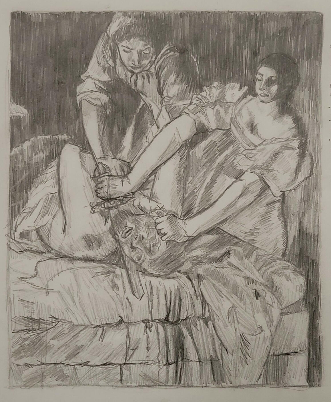 Beheading Holofernes Mastercopy - Gentileschi, 2025, Graphite