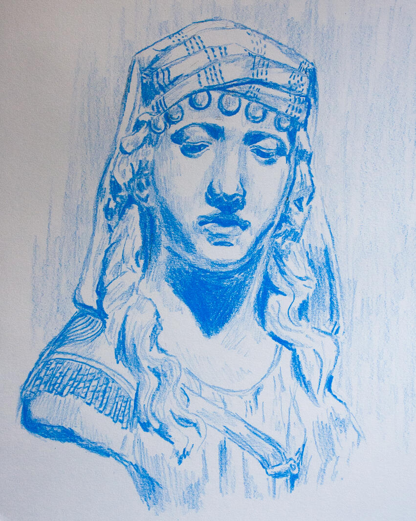 Sculpture Study 1, 2026, Colored Pencil