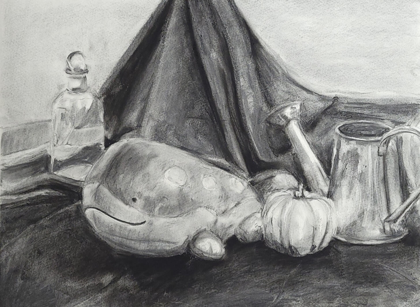 Clodsire, 2025, Charcoal on Paper, 24" x 18"