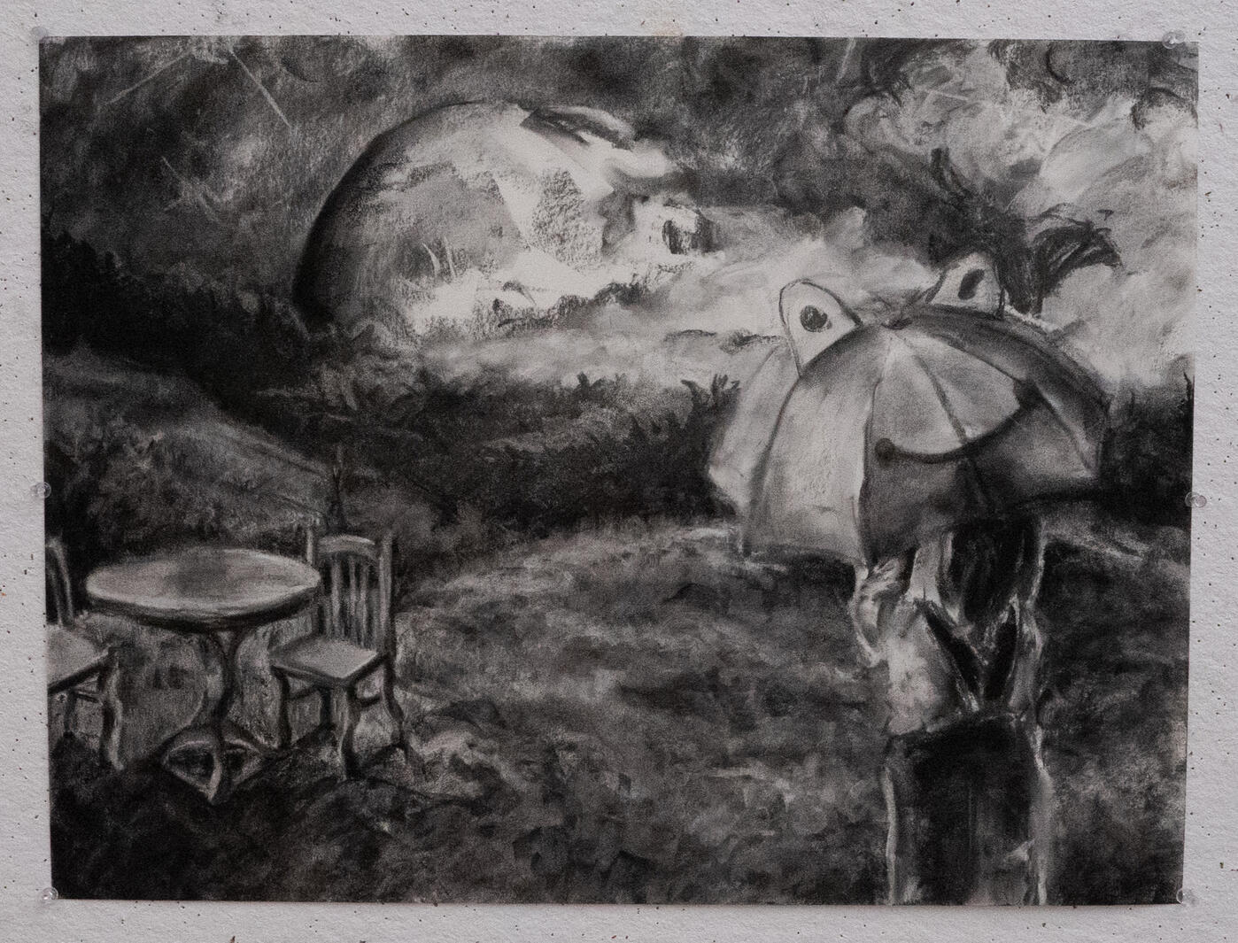 Dreamscape, 2025, Charcoal on Paper, 24" x 18"