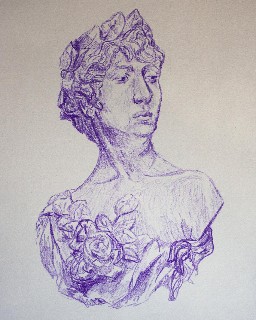 Sculpture Study 2, 2026, Colored Pencil
