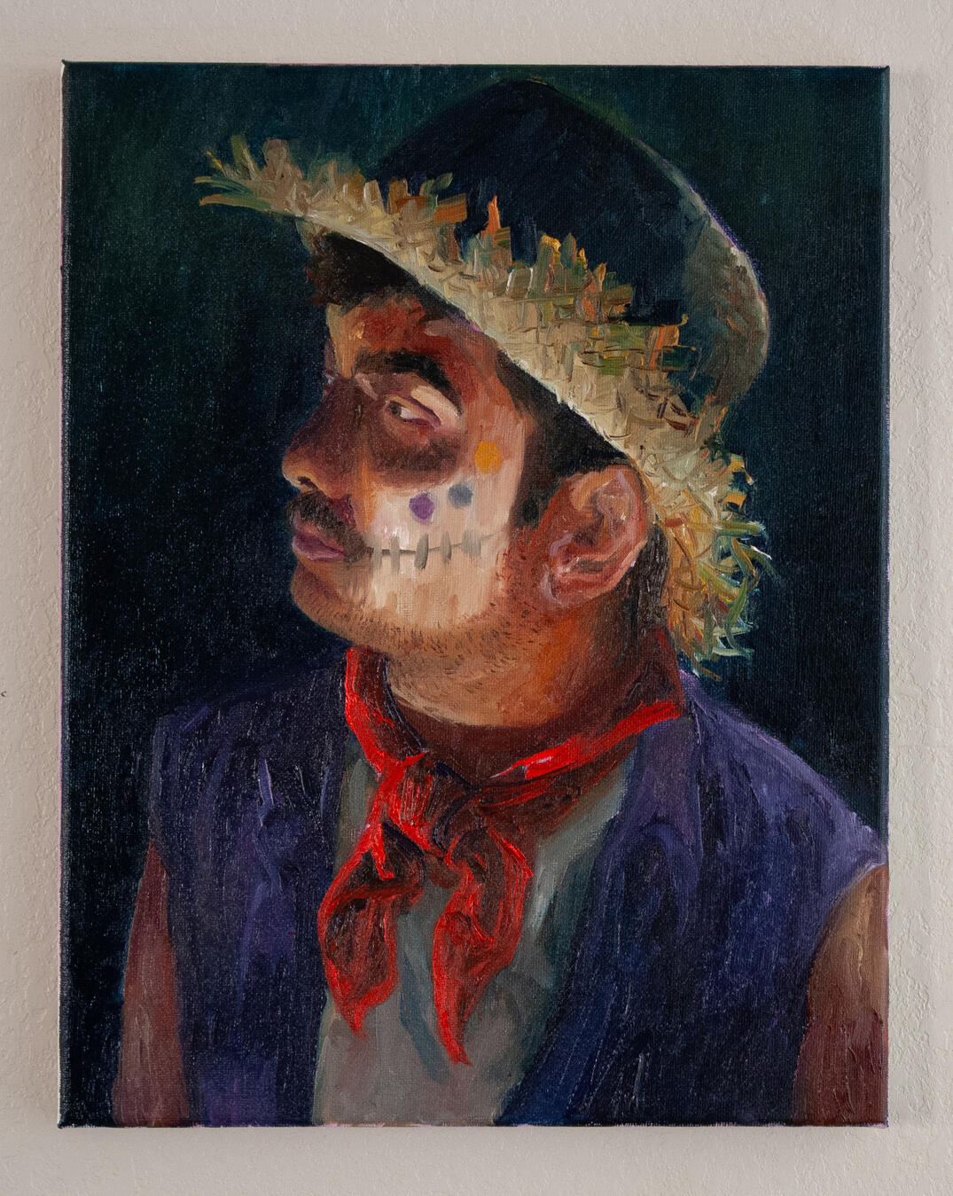 Portrait with Strawhat, Oil on Canvas, 11" x 14"