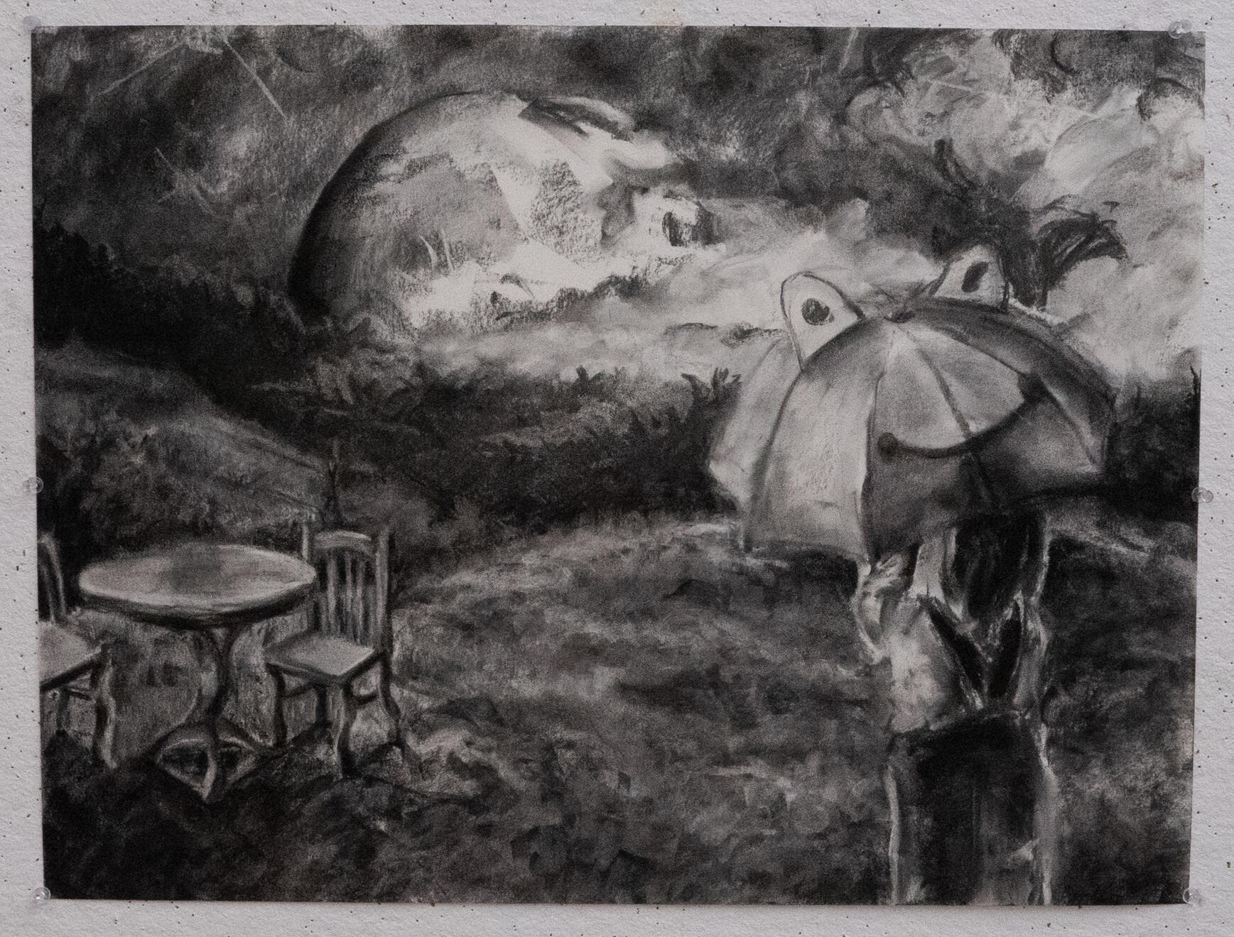 Dreamscape, 2025, Charcoal on Paper, 24" x 18"