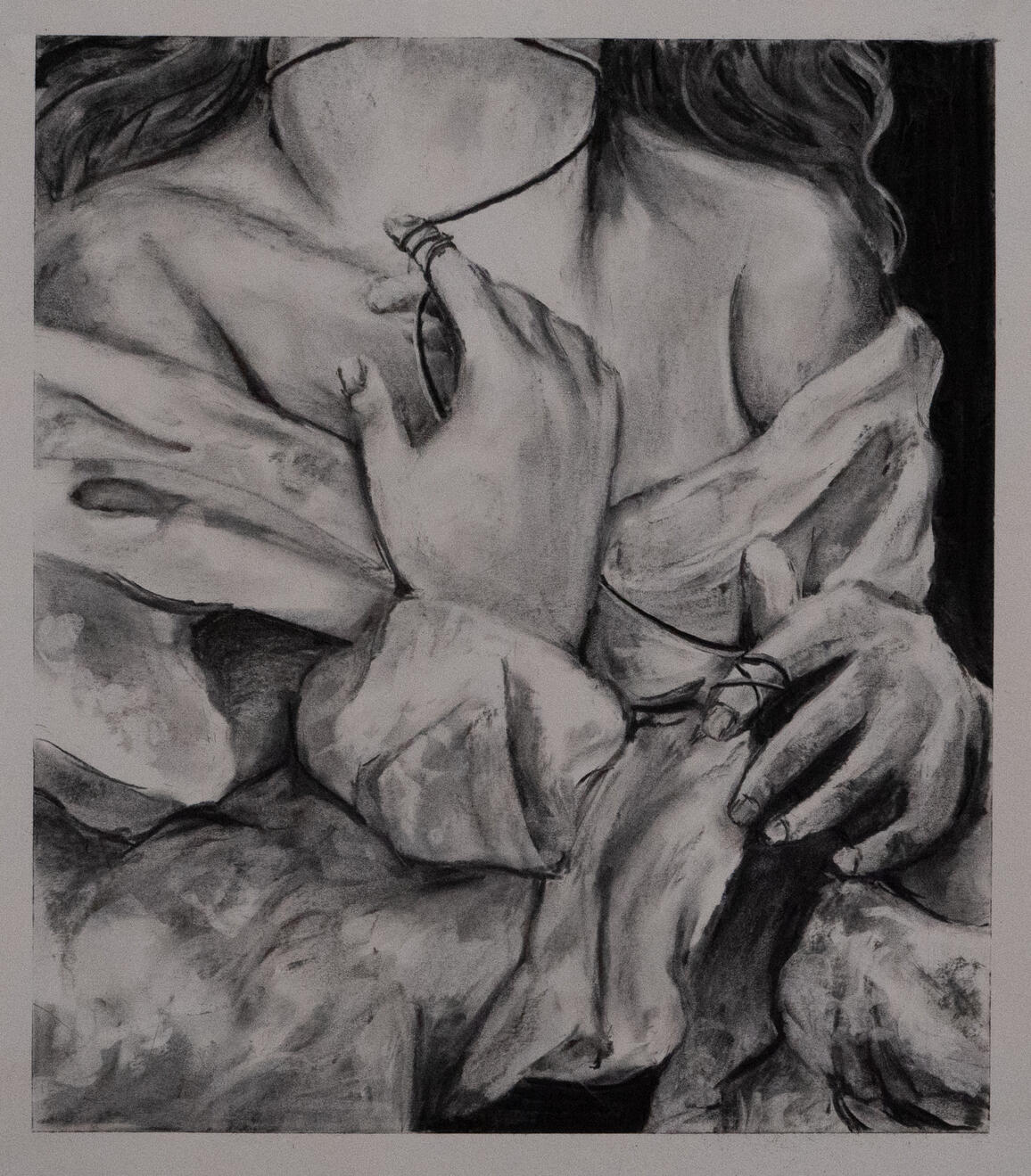 Loose Thread, 2025, Charcoal on Paper, 18" x 21"
