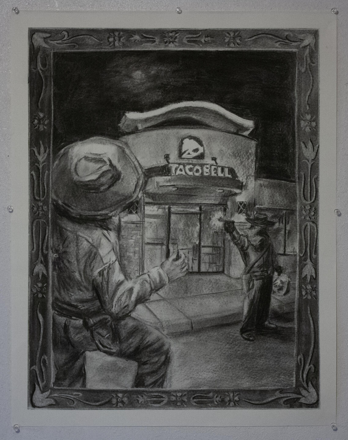 Baja Blast, 2026, Charcoal on Paper, 18" x 23"