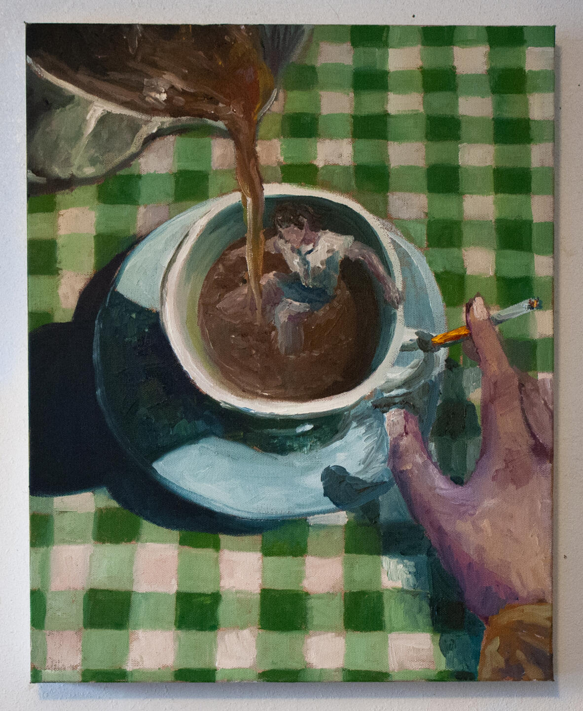 Pour Me A Cup, 2026, Oil on Canvas, 16” x 20”
